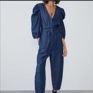 NWT Zara voluminous denim jumpsuit size S